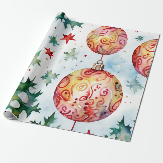 Classic Red Christmas Ball Design Geschenkpapier (Ungerollt)