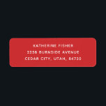 Classic Red Christmas Holiday | Minimalistisch<br><div class="desc">Fügen Sie Ihrer E-Mail eine Touch Stil und Komfort mit diesem minimalistisch personalisierten Rücksendelabel hinzu. Der kühne rote Hintergrund verleiht Weihnachtskarten, Urlaubssbriefen und saisonalen Geschenken ein festliches Aussehen, während der saubere, moderne Schriftart ihn für den ganzjährigen Gebrauch vielseitig behalte. Ideal für Hochzeitseinladungen, Dankeschön-Notizen, Geburtstagskarten und den alltäglichen Schriftverkehr. Dieses individuelle...</div>