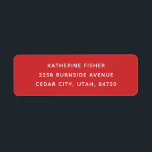Classic Red Christmas Holiday | Minimalistisch<br><div class="desc">Fügen Sie Ihrer E-Mail eine Touch Stil und Komfort mit diesem minimalistisch personalisierten Rücksendelabel hinzu. Der kühne rote Hintergrund verleiht Weihnachtskarten, Urlaubssbriefen und saisonalen Geschenken ein festliches Aussehen, während der saubere, moderne Schriftart ihn für den ganzjährigen Gebrauch vielseitig behalte. Ideal für Hochzeitseinladungen, Dankeschön-Notizen, Geburtstagskarten und den alltäglichen Schriftverkehr. Dieses individuelle...</div>