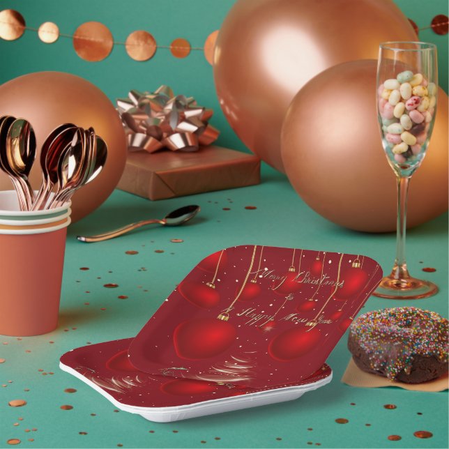  Classic Red Christmas Ornaments Christmas  Pappteller (Multi)