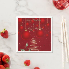 Classic Red Christmas Ornaments Christmas Serviette