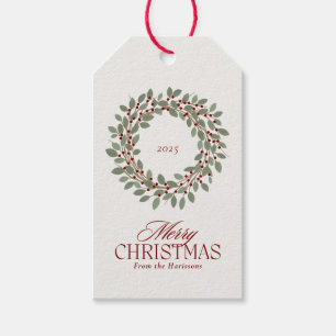 Classic Red Christmas Wreath Non Foto Card Geschenkanhänger