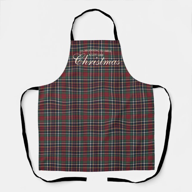 Classic Red Dark Blue Green Plaid Pattern Apron Schürze (Vorderseite)