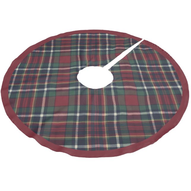 Classic Red Dark Blue Green Plaid Pattern Polyester Weihnachtsbaumdecke (Schrägansicht)