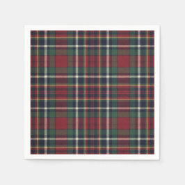 Classic Red Dark Blue Green Plaid Pattern Serviette