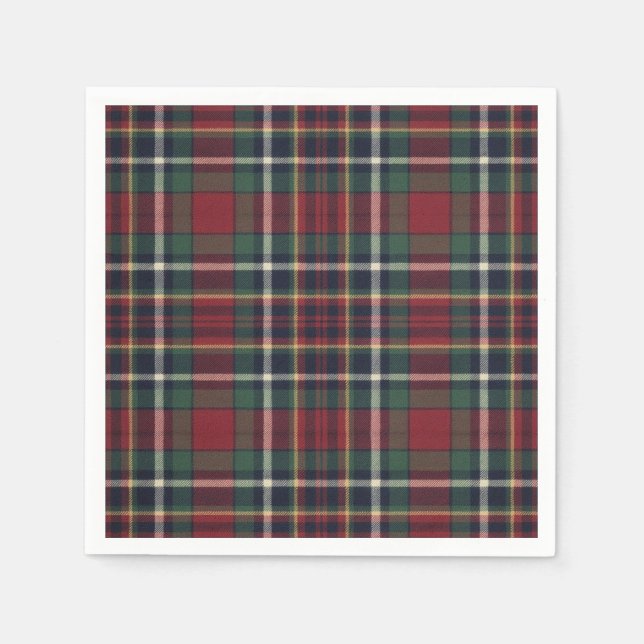 Classic Red Dark Blue Green Plaid Pattern Serviette (Vorderseite)