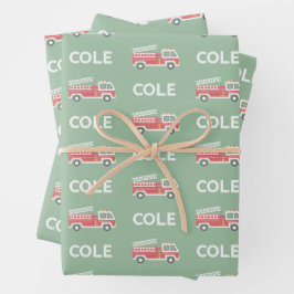 Classic Red Fireruck Custom Firefighter Theme Geschenkpapier Set