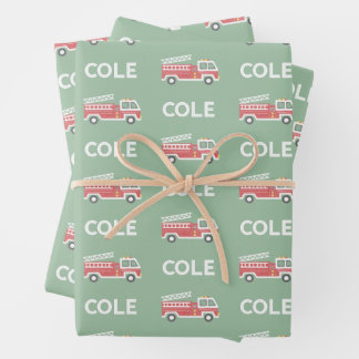 Classic Red Fireruck Custom Firefighter Theme Geschenkpapier Set