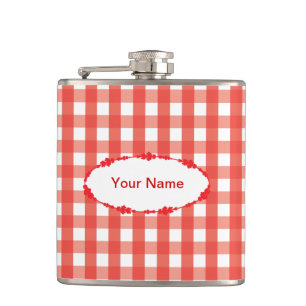 Classic Red Gingham Karo Pattern Flachmann