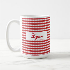 Classic Red Gingham Personalized Name Kaffeetasse