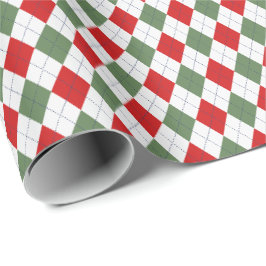 Classic Red Green Christmas Kleine Raute Diamonds Geschenkpapier