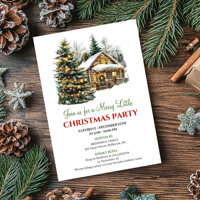 Classic Red Green Christmas Scene Invitation Card (Classic Red Green Christmas Scene Invitation Card)