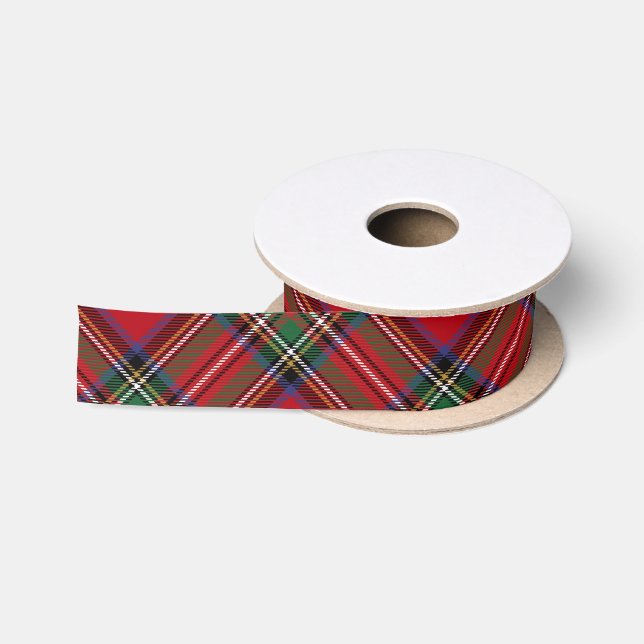 Classic Red Green Kariert Rustic Stewart Tartan Satinband (Spule)