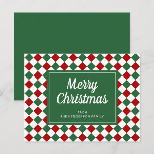 Classic Red Green Karos Muster Weihnachten Postkarte
