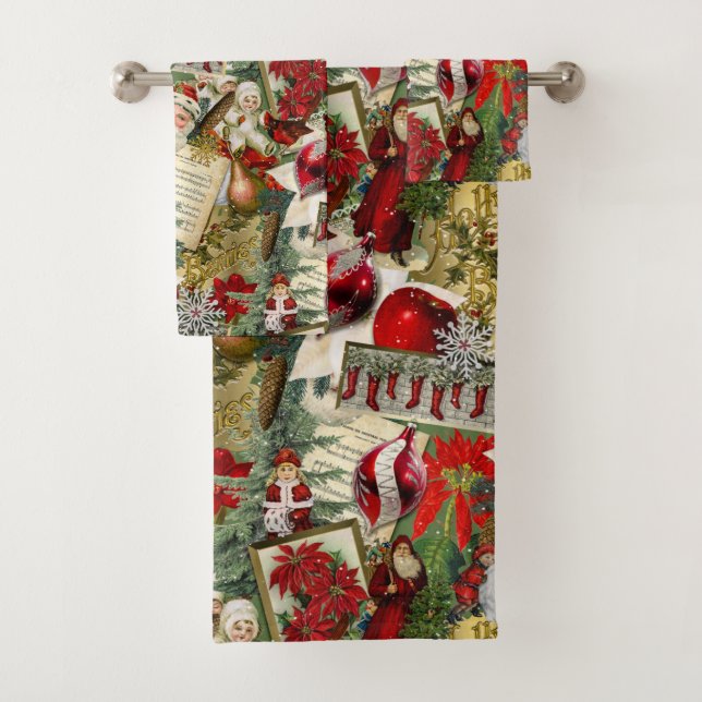 Classic Red & Green Viktorianisch Christmas Badhandtuch Set (Insitu)