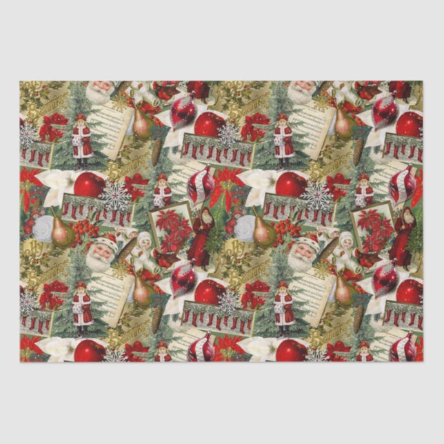 Classic Red & Green Viktorianisch Christmas Seidenpapier (Vorderseite)