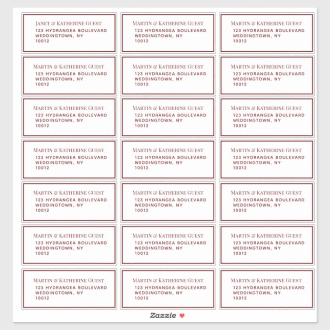 Classic Red Guest Mailing Labels 21 pro Blatt (Blatt)