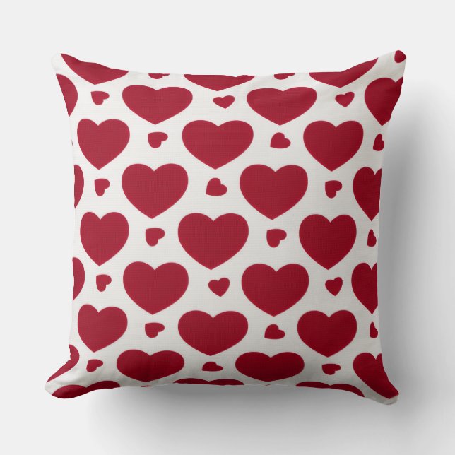 Classic Red Heart Pattern Cotton Throw Pillow Kissen (Vorderseite)