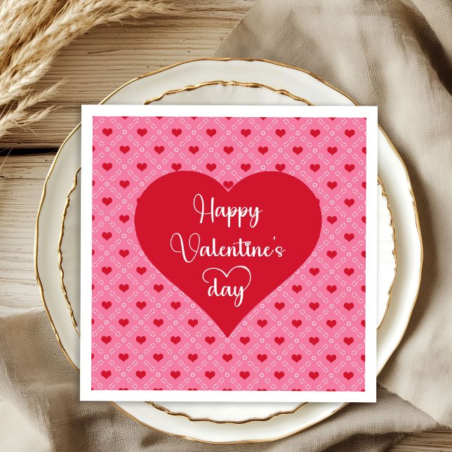 Classic Red Hearts Love Valentine Napkins Serviette (Classic Red Hearts Love Valentine Napkins)
