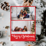 Classic Red Merry Christmas Vertical 2 Foto Feiertagskarte<br><div class="desc">Feiern Sie die Saison mit dieser einzigartigen, klassischen Red Merry Weihnachten vertikalen 2 Foto-Urlaubskarte mit einer Touch von Vintagem Charme. Das minimalistische Design präsentiert eine elegante Rot-Weiß-Palette, die den gemütlichen Geist des Winters widerspiegelt. Seine moderne und lustige Anziehungskraft, gepaart mit der traditionellen Formulierung, schafft ein perfektes Gleichgewicht zwischen Kühnheit und...</div>