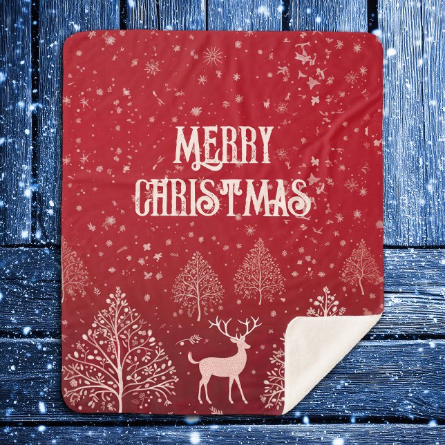 Classic Red Merry Christmas Winter Sherpadecke (Von Creator hochgeladen)