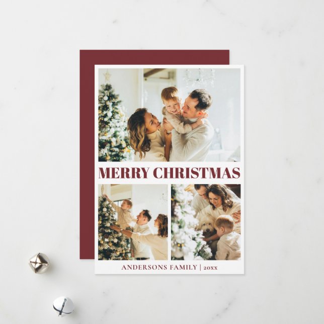 Classic Red Minimal Joyeux Noël Carte de vacances (Devant/Arrière en situation)