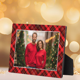 Classic Red Plaid Tartan Christmas Photo Fotoplatte