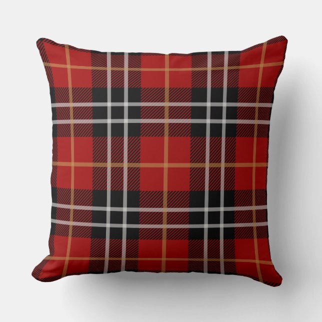 Classic Red Plaid Throw Pillow Kissen (Vorderseite)