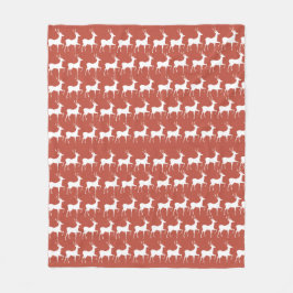 Classic Red Reindeer Pattern Fl Fleecedecke