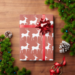 Classic Red Reindeer Pattern Holiday Wrapping Pape Geschenkpapier
