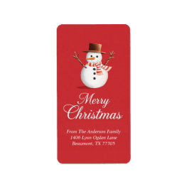 Classic Red Snowman Familie Weihnachten Adressaufkleber
