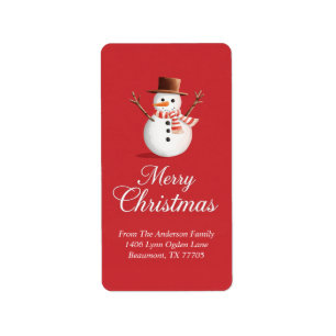 Classic Red Snowman Familie Weihnachten Adressaufkleber