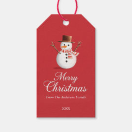 Classic Red Snowman Familie Weihnachten Geschenkanhänger