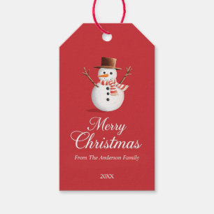 Classic Red Snowman Familie Weihnachten Geschenkanhänger