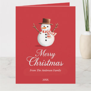Classic Red Snowman Familie Weihnachten Karte