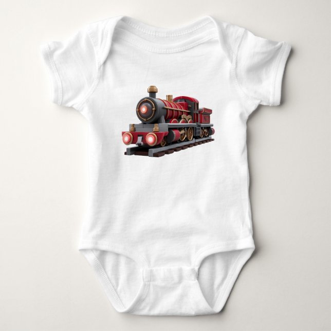Classic Red Steam Train – Adventure Kids T-Shirt  Baby Strampler (Vorderseite)