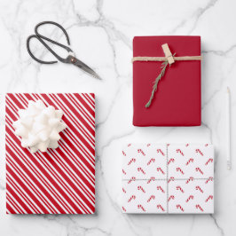 Classic Red Stripe Candy Cane Holiday Wrapping Pap Geschenkpapier Set