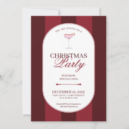 Classic red stripe Christmas Invitation