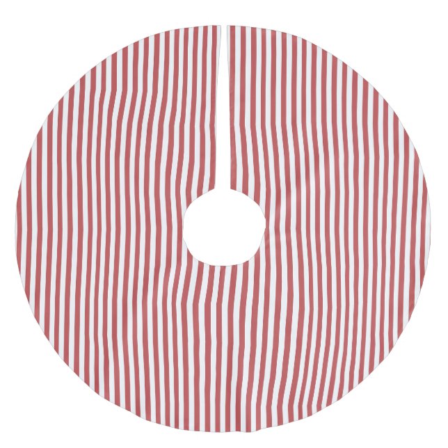 Classic Red Stripe Weihnachtsbaumrock Polyester Weihnachtsbaumdecke (Vorderseite)