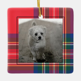 Classic Red Tartan Kariertes Weihnachts-Foto Moder Keramikornament
