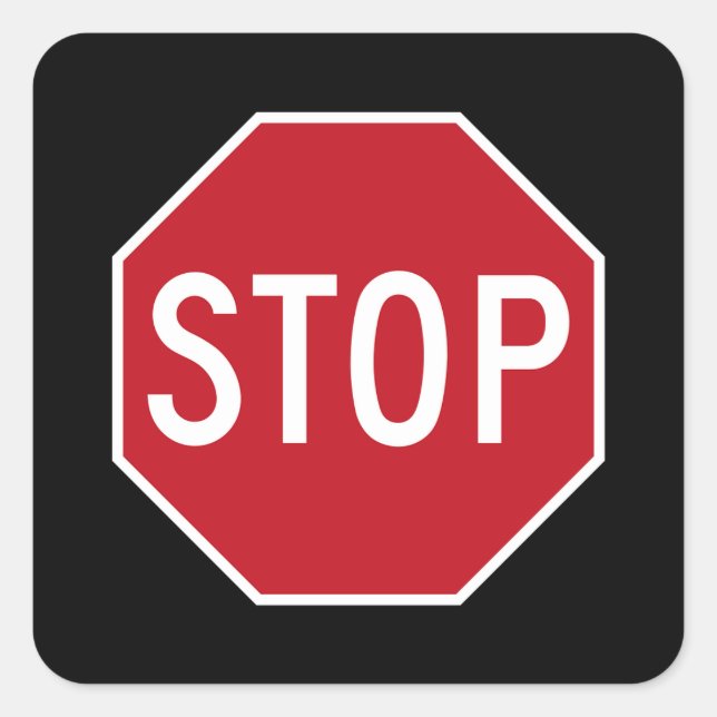 Classic Red USA Stopp Sign Road Black Stickers (Vorderseite)