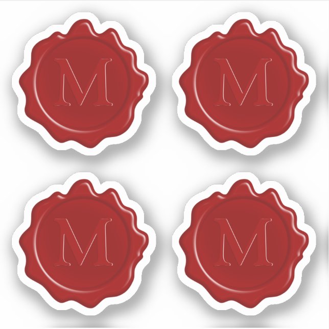 Classic Red Wax Siegel Modernes Monogramm Aufkleber (Vorderseite)