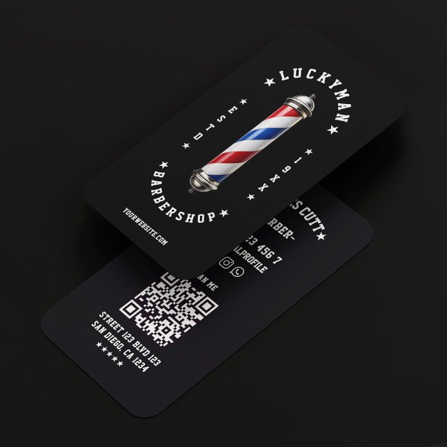Classic Red White Blue Barber Pole Barbershop Visitenkarte (Classic Red White Blue Barber Pole Barbershop Business Card
)