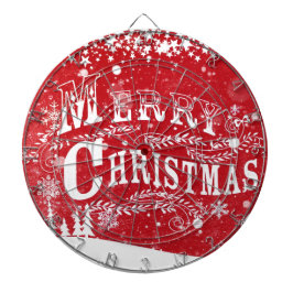 Classic Red White Frohe Weihnachten Dartscheibe