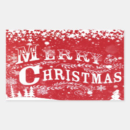 Classic Red White Frohe Weihnachten Rechteckiger Aufkleber