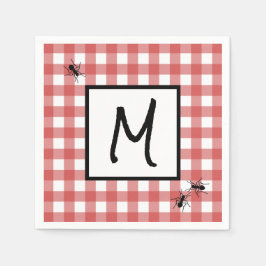 Classic Red White Gingham Ants GRILLEN Picnic Part Serviette