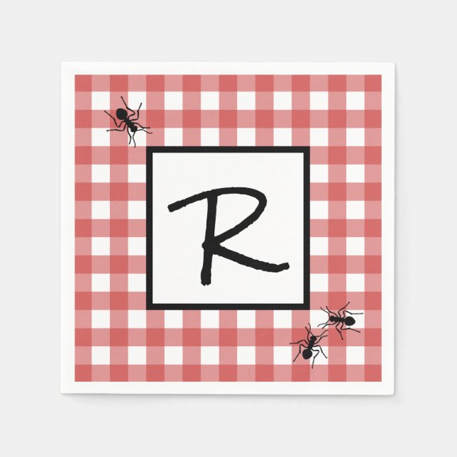 Classic Red White Gingham Ants GRILLEN Picnic Serviette (Vorderseite)