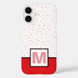 Classic Red+White Striped Monogram Wasserfarbe Pun iPhone 16 Hülle