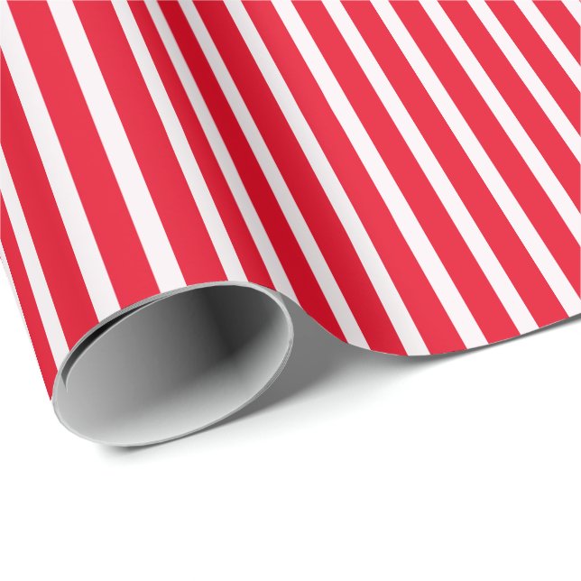 Classic Red White Stripes Weihnachten Geschenkpapier (Rolleneckpunkt)