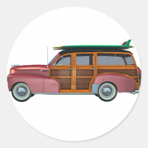 Classic Red Woody Runder Aufkleber